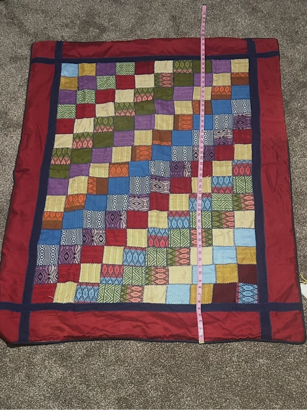 Antique Victorian Silk Patchwork Quilt/Lap Quilt Hand Stitched-54x40